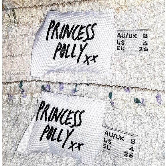 Lot of Princess Polly Yellow Floral Print Cropped Corset Tops Size 4 Puff Sleeve - Picture 9 of 9